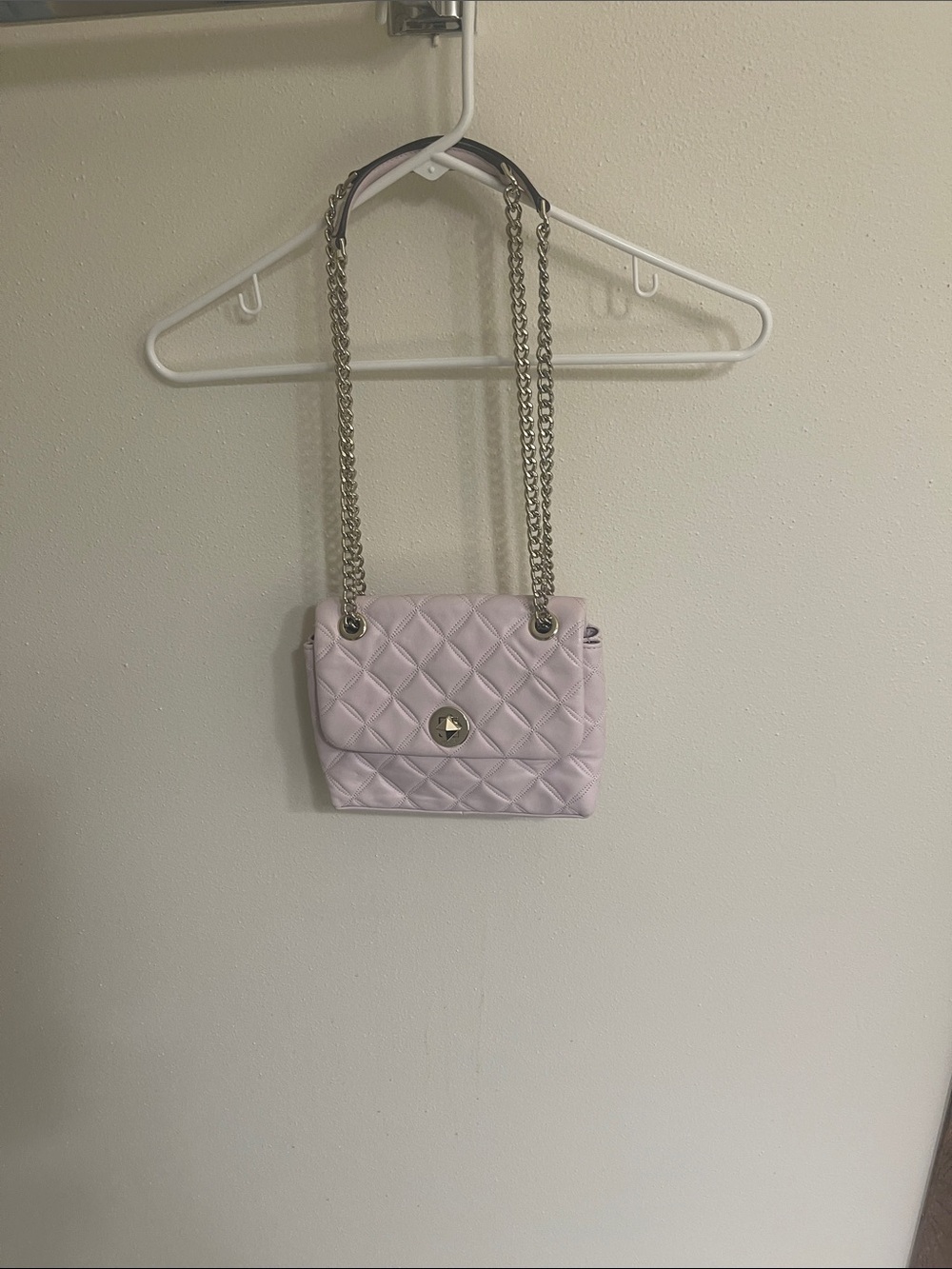 Quilted Light Pink Chain-Handle Shoulder Bag